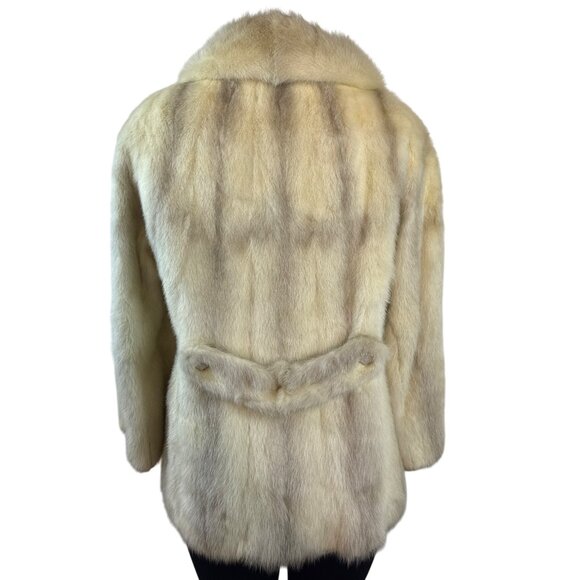 Gerber Memphis Vintage Beige Mink Fur Coat W/ Satin Lining & Pearl-Like Buttons - Picture 3 of 9